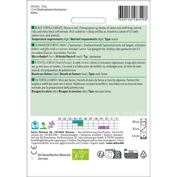 Fekete tortillakukorica - Zea mays Nero Spinoso